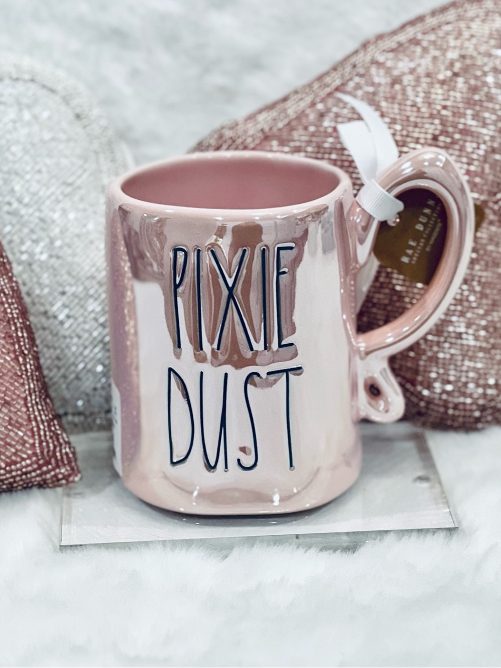 Rae Dunn Pixie Dust Mug Disney Pink iridescent Ceramic Mug NWT from US